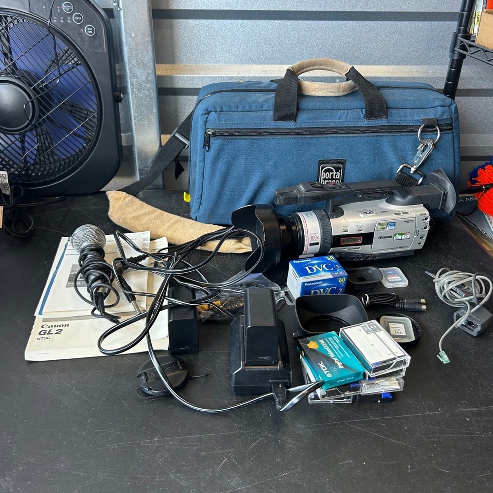 Loaded! Canon GL2 3CCD MiniDV Camcorder NTSC 20x Zoom Porta Brace Case Tapes